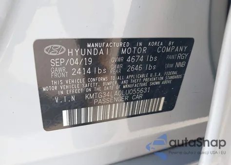 2020 Genesis G70 2.0T Rwd из США, поврежденный, VIN KMTG34LA0LU055631